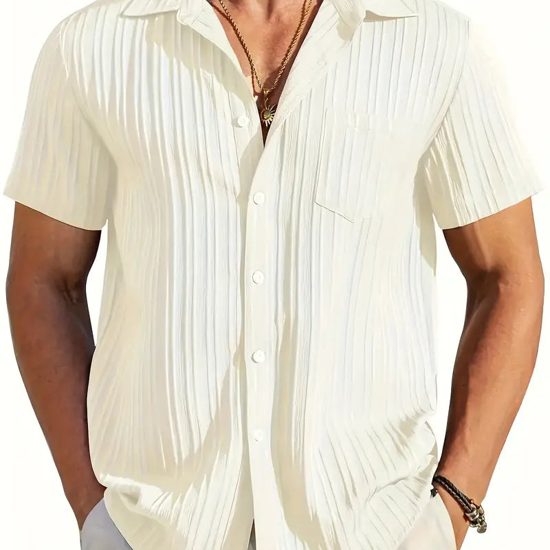 Ethan | Lichte Korte Mouwen Zomer Plissé Shirt