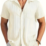 Ethan | Lichte Korte Mouwen Zomer Plissé Shirt