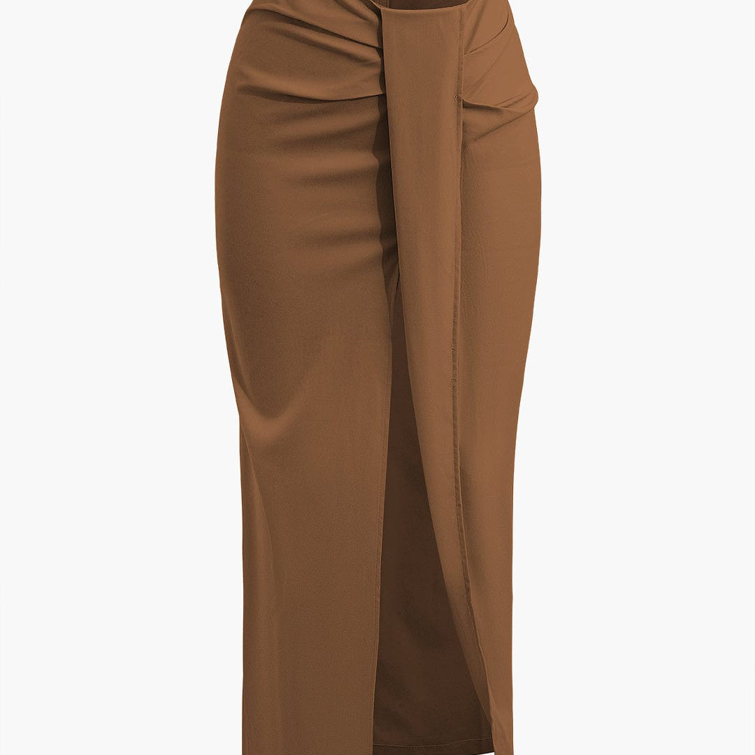 Fridoline | Elegante Midirok met Wickeloptiek, Drapering en Hoge Split