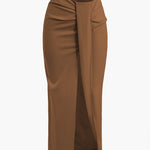 Fridoline | Elegante Midirok met Wickeloptiek, Drapering en Hoge Split