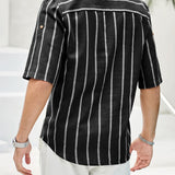 Samuel | Korte mouwen Henley zomerhemd met streepmotief