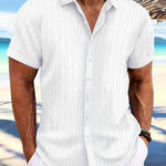 Owen | Relaxed Fit Gestreept Korte Mouwen Zomerhemd