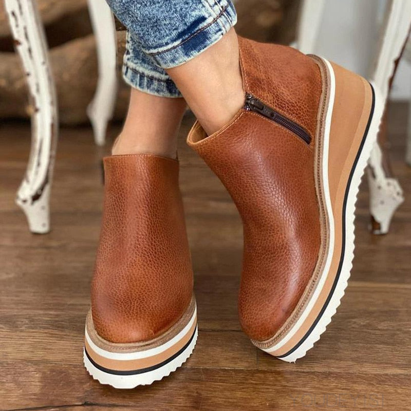 Amy | Trendy Enkel Laarsjes met Plateauzool