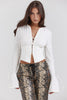 Annalena | Trendy Witte Lange Mouwen Corset Top met Vetersluiting