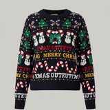 Dames Cropped Jacquard Gebreide Trui met Feestelijke Graphic