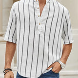 Samuel | Korte mouwen Henley zomerhemd met streepmotief