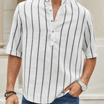 Samuel | Korte mouwen Henley zomerhemd met streepmotief