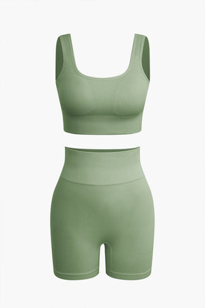 Elaine | Naadloos Sportset met Crop-Top & Yoga Shorts