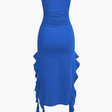 Sofia | Elegante Bandeau-Maxikleed met Volant-Details – Tijdloze Raffinement