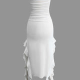 Sofia | Elegante Bandeau-Maxikleed met Volant-Details – Tijdloze Raffinement