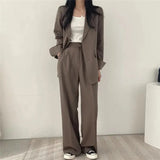 Athena | Effen Blazer- en Rechte Pantalon Set voor Dames
