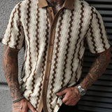 Heren Retro Overhemd Korte Mouw Print Casual