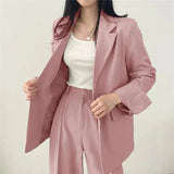 Athena | Effen Blazer- en Rechte Pantalon Set voor Dames