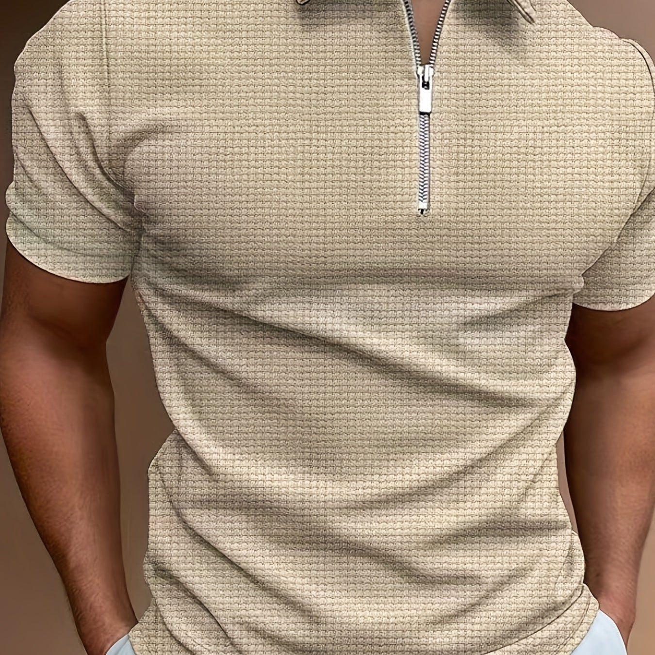 Heren Polo Korte Mouw Rits Modern Fit