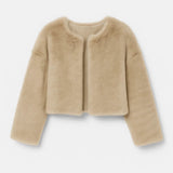 Elegante Korte Teddy Jas met Lange Mouwen en Zachte Structuur