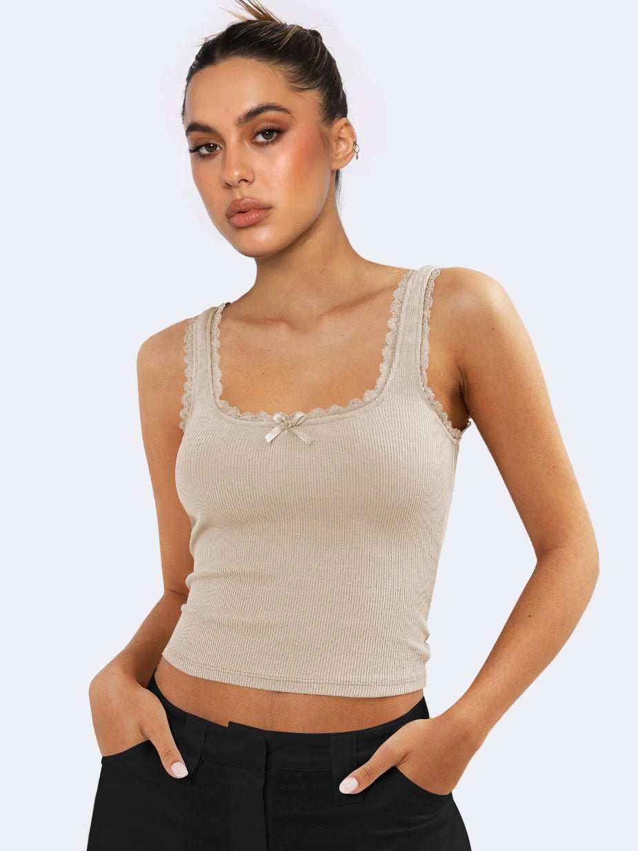 Lea | Romantisch Ribb Tanktop met Kantafwerking