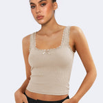 Lea | Romantisch Ribb Tanktop met Kantafwerking