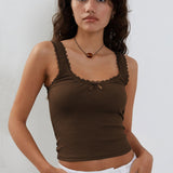 Lea | Romantisch Ribb Tanktop met Kantafwerking
