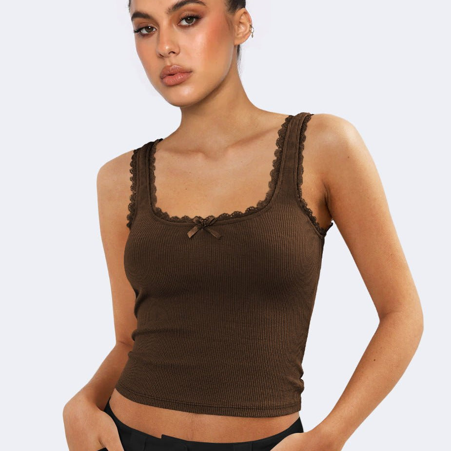 Lea | Romantisch Ribb Tanktop met Kantafwerking