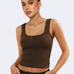 Lea | Romantisch Ribb Tanktop met Kantafwerking