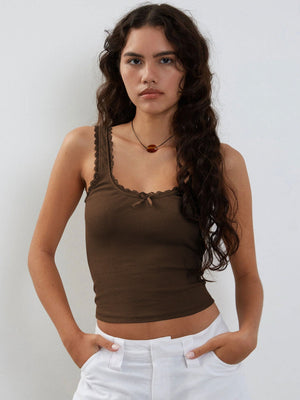 Lea | Romantisch Ribb Tanktop met Kantafwerking