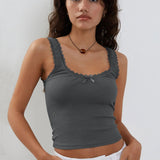 Lea | Romantisch Ribb Tanktop met Kantafwerking