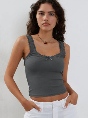 Lea | Romantisch Ribb Tanktop met Kantafwerking