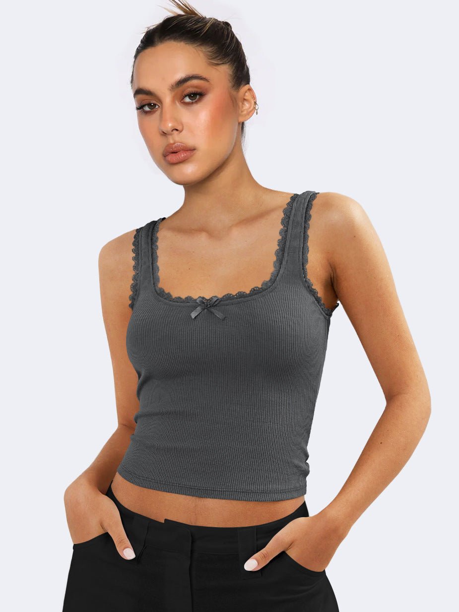Lea | Romantisch Ribb Tanktop met Kantafwerking