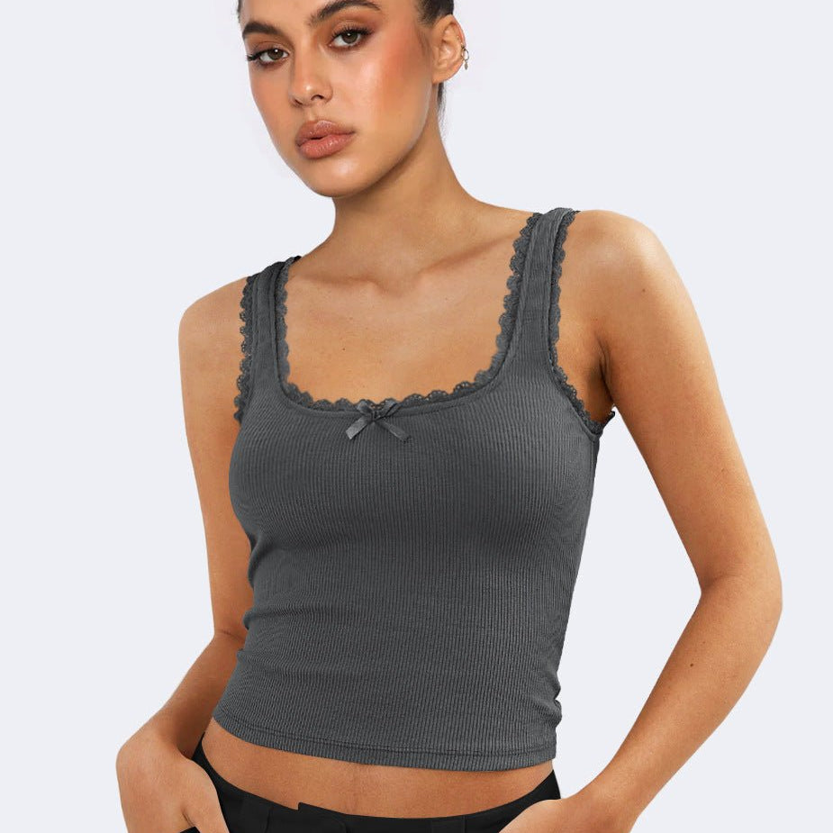 Lea | Romantisch Ribb Tanktop met Kantafwerking