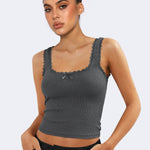 Lea | Romantisch Ribb Tanktop met Kantafwerking