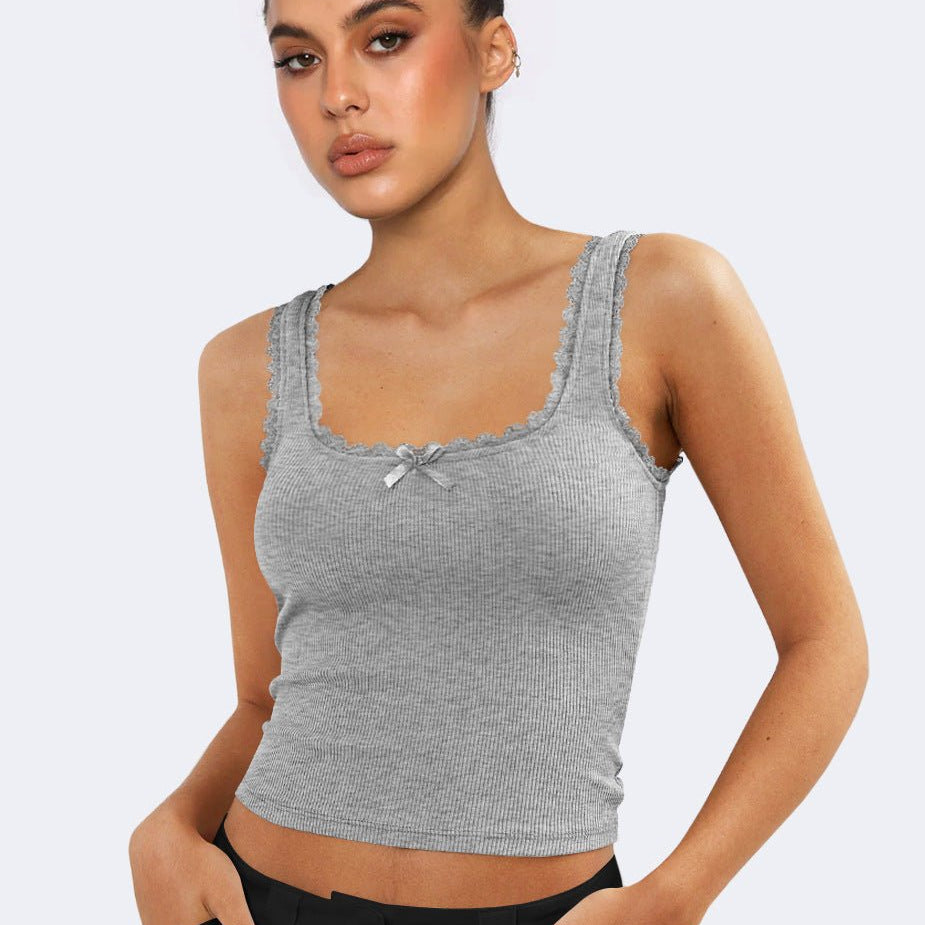 Lea | Romantisch Ribb Tanktop met Kantafwerking