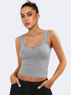 Lea | Romantisch Ribb Tanktop met Kantafwerking