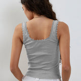 Lea | Romantisch Ribb Tanktop met Kantafwerking