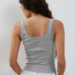 Lea | Romantisch Ribb Tanktop met Kantafwerking