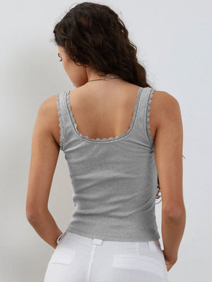 Lea | Romantisch Ribb Tanktop met Kantafwerking