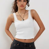 Lea | Romantisch Ribb Tanktop met Kantafwerking