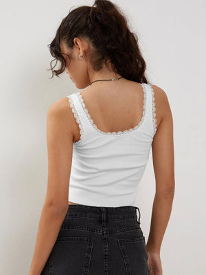 Lea | Romantisch Ribb Tanktop met Kantafwerking