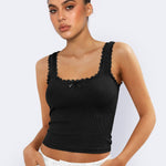 Lea | Romantisch Ribb Tanktop met Kantafwerking