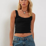 Lea | Romantisch Ribb Tanktop met Kantafwerking
