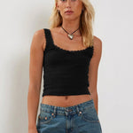 Lea | Romantisch Ribb Tanktop met Kantafwerking