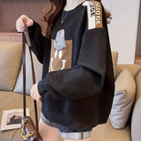 Bobbie™ Dames Sweater met 3D Cartoonprint en Schouderdetails