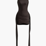 Vera | Elegante High-Neck Bodycon Minijurk met Drapering