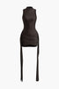 Vera | Elegante High-Neck Bodycon Minijurk met Drapering