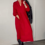 Nicole™ Lange jurk met V-hals
