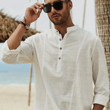 Asher | Lichte strandshirt met staande kraag & ontspannen elegantie