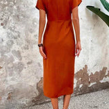 Eva-Maria™ Elegante Satijnen Midi-Jurk