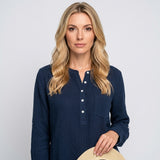 Elegante Blouse Jurk met Knopen en Lange Mouwen