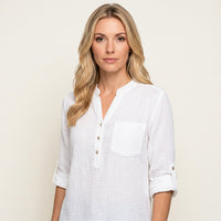 Elegante Blouse Jurk met Knopen en Lange Mouwen