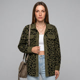 Luipaardprint Denim Jas met Knopen