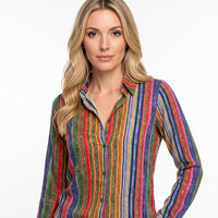 Gestreepte Blouse met Kleurrijk Design en Lange Mouwen